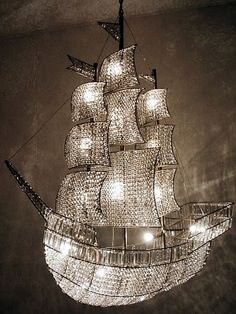 Peter Pan flying pirate ship chandelier! This will go in my dream house Ship Chandelier, Simple Chandelier, Art Still Life, Morning Room, Table Art, Beautiful Chandelier, Beautiful Lighting, Chandelier Lamp, Thanksgiving Decor