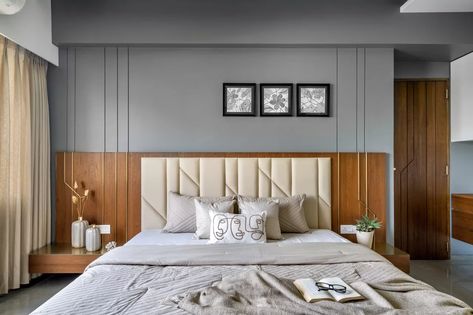 Wooden Bedroom Design Modern, Bed Back Design Modern Indian, Bedroom Interior Design Indian, Modern Headboard Design, Bedroom Headboard Design, Bed Back Wall Design, Bedroom Back Wall Design, Minimal Bedroom Design, Bedroom Design Modern