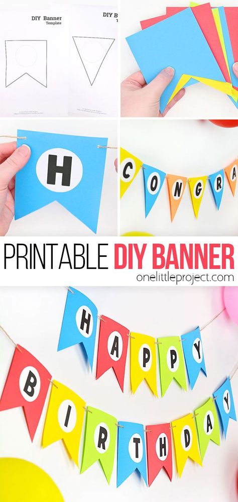 Use our FREE printable templates to make a customized DIY banner! Choose your banner type and create your own message with our printable letter templates. It's SO EASY to make a happy birthday banner! Choose your favourite colours of paper and make personalized party decor for any occasion - no special tools or skills required! Happy Birthday Banner Printable Free, Diy Banner Template, Happy Birthday Banner Diy, Printable Banner Template, Printable Letter Templates, Happy Birthday Banner Printable, Printable Birthday Banner, Printable Banner Letters, Birthday Banner Template