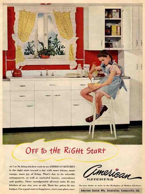 1945 American Kitchen advertisement 1940s Interior Design, 1940 Kitchen, 1940s Home Decor, 1940s Interior, 1940s Decor, 1940s Kitchen, 1940s Home, Retro Renovation, Deco Retro