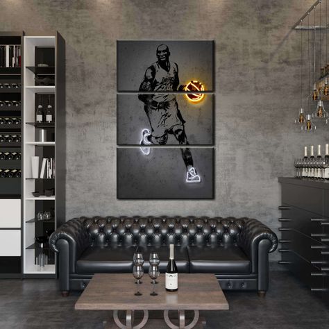 Glowing Kobe Wall Art | Graffiti | by Octavian Mielu Mens Living Room Ideas, Mens Living Room, Sports Basement, Mens Apartment Decor, Bed Boy, Teen Bed, Sneaker Room, Bachelor Pad Decor, Masculine Living Rooms