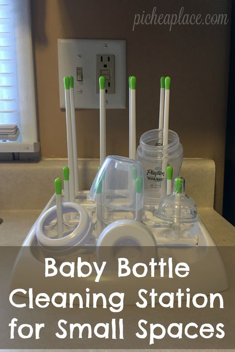 When you bring home a new baby to a home that is already limited on space, you need space saving solutions for all the baby stuff. This was the case for us as we brought home our fourth child and needed a baby bottle cleaning station for small spaces. Bottle Cleaning Station, Bottles Organization, Baby Bottle Organization, Homemaking Skills, Cleaning Baby Bottles, Cleaning Station, Clean Countertops, Newborn Tips, Homeschool Board