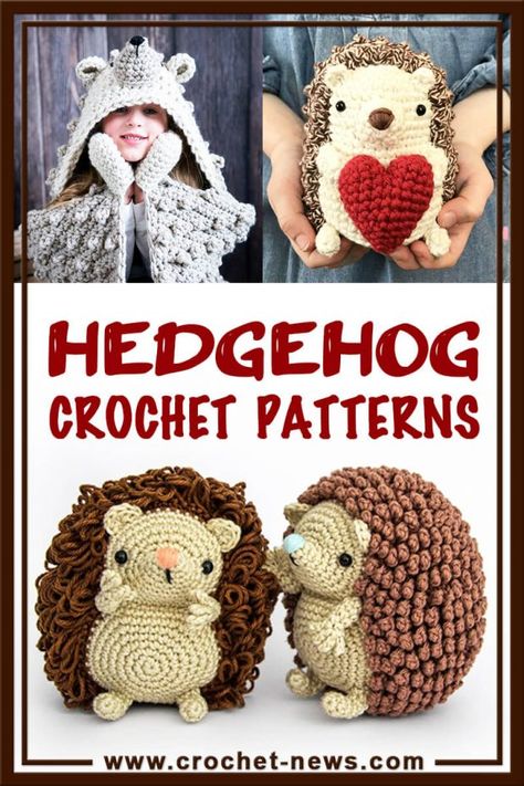 Hedgehog Crochet, Crochet Hedgehog, Crochet Hoodie, Brownie Points, Cute Hedgehog, Bobble Stitch, Crochet Free, Crochet Round, Crochet Heart