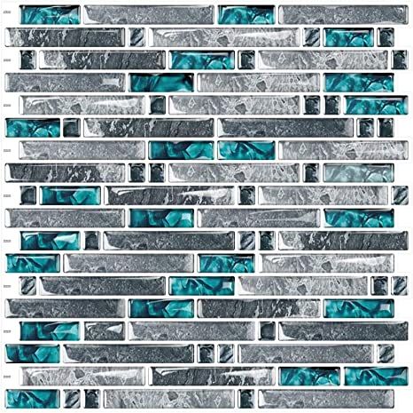 Grey Backsplash Kitchen, Teal Kitchen Walls, Teal Cabinets, Backsplash Arabesque, Teal Kitchen Decor, Teal Tile, Mosaic Tile Kitchen, Turquoise Kitchen, Home Bar Rooms