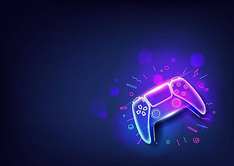 Games Background, Neon Illustration, Hand Video, Video Game Backgrounds, Background Neon, Game Arcade, Game Pad, Modern Gadgets, Vector Game