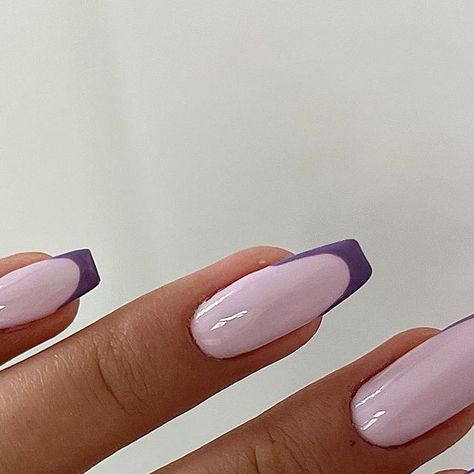 𝑫𝒂𝑵𝒂𝒊𝒍𝒔🎨 on Instagram: "Purple French💜" French Purple Nails, Dark Purple French Tip Nails, Purple Nails French Tip, Nails Purple French, Purple French Nails, Army Nails, Purple French, Ballerina Nails, Dusty Purple