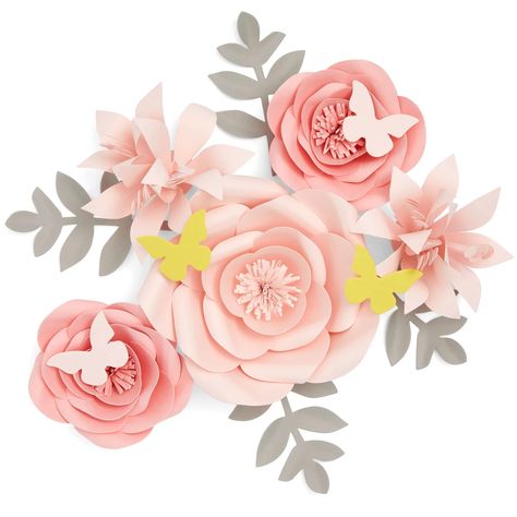 There's a unique charm to handmade decor. It brings a personal touch, a story, a sense of warmth to your living space. And few things embody this like... 3d Flower Wall Decor, Paper Flower Wall Art, 3d Paper Flowers, Spring Wall Decor, Yellow Butterflies, Wall Decor Pink, Wall Flowers, Pink Wall Decor, Paper Flower Wall Decor