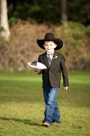 Ring Bear Outfit, Ring Bearer Outfit Grey, Mexican Inspired Wedding, Rustic Ring Bearers, Rustic Outfits, Ring Bearer Flower Girl, Black And White Wedding Theme, Western Themed Wedding, Ring Boy