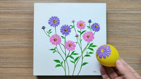 Balloon Painting For Kids, How To Paint Easy Flowers, Easy Painted Flowers, Easy Paintings For Beginners, Diy Canvas Art Easy, Floral Art Paintings, Acrylic Flower Painting, Easy Flower Painting, Balloon Painting