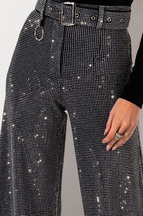 Rhinestone Pants, Plus Size Wide Leg Pants, High Waist Wide Leg Pants, Crystal Diamond, High Waist Fashion, Pants Outfit, Waist Belt, Leg Pants, Wide Leg Pants