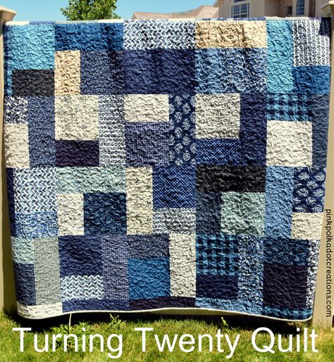 Turning Twenty Again Quilt Pattern Free, Turning Twenty Quilt Pattern Free, Turning 20 Quilt Pattern Free, Turning 20 Quilt Pattern, Turning 20 Quilt, Turning Twenty Quilt Pattern, Quilts For Men, Turning Twenty Quilt, Blue Quilt Patterns