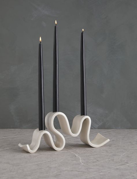 Wyat Taper Candle Candelabra by SIN Candle Designs, Clay Candle Holders, Candle Candelabra, Pottery Candle Holder, Clay Candle, Pottery Candle, Modern Candles, Lulu And Georgia, Ceramic Candle Holders