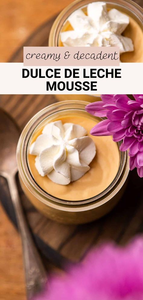 This dulce de leche mousse is a rich yet light dessert with lots of milky, buttery caramel flavor. It's made by folding dulce de leche custard into whipped heavy cream, creating a silky, luscious mousse with no gelatin required. Frozen Custard Recipes, Caramel From Condensed Milk, Caramel Mousse, Light Dessert, Dorie Greenspan, Recipes With Whipping Cream, Frozen Custard, Custard Recipes, Light Desserts