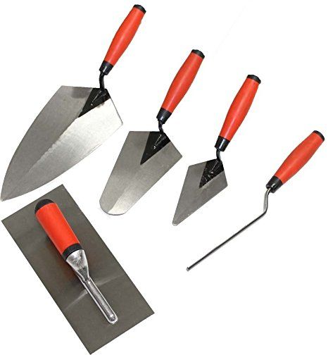 WEDGE: 5 Piece Professional Masonry Trowel Set - Tempered Steel Blades Bricklaying Tools, Masonry Trowels, Masonry Tools, Hand Trowel, Brick Cladding, Masonry Work, Concrete Diy Projects, Landscape Products, Bookshelf Design