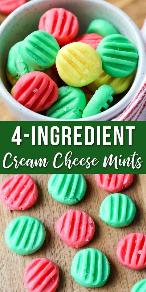 cream cheese mints in a bowl Cream Cheese Mint Molds, Fast Easy Desserts, Cream Cheese Mints Recipe, Cream Cheese Mints, Mints Recipe, Butter Mints, Chocolate Peanut Butter Pie, Mint Extract, Easy Treat