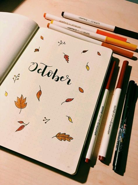 Portada Mensual. Octubre. Welcome October, Bullet Journal October, Bullet Journal Headers, Bullet Journal Month, Bujo Planner, Bullet Journal 2019, Bullet Journal Cover Page, Bullet Journal Mood, Bullet Journal Notebook