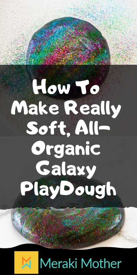 What's better than good ol' squishy Play-Doh? Organic Play-Doh! What's better than Organic Play-Doh? Super soft squishy organic GALAXY Play-Doh! This recipe has simple ingredients, and is guaranteed to yield hypoallergenic, super-soft, organic, attractive galaxy Play-Doh, perfect for hours of glittery fun! Galaxy Playdough, Galaxy Play Dough, Play Dough Ideas, How To Make Playdoh, Koolaid Playdough, Diy Bookshelf Plans, Glitter Playdough, Cooked Playdough, Play Doh Fun