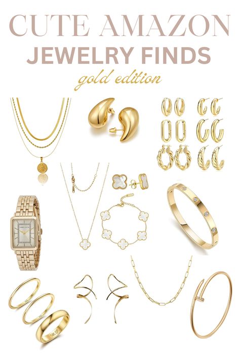 Cute and affordable gold jewelry finds from Amazon. affordable jewelry, amazon, amazon finds, amazon gold jewelry, amazon jewelry, amazon must haves, basic gold jewelry, best amazon gold jewelry, best amazon jewelry, bracelet, dainty gold jewelry, earrings, everyday gold jewelry, found it on amazon, gold bracelet, gold earrings, gold jewelry, gold necklace, gold ring, minimal gold jewelry, simple gold jewelry Layered Necklaces Gold Amazon, Classic Jewelry Essentials Gold, Best Rings On Amazon, Amazon Jewelry Finds Silver, Gold Earrings Amazon, Cute Amazon Jewelry, Spring 2024 Jewelry Trends, Amazon Gold Jewelry, 2024 Necklace Trend