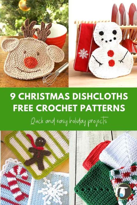 9 Christmas Dishcloths or Washcloths Free Crochet Patterns to Make for the Holidays #christmas #crochet #dishcloth #washcloth #free #patterns Christmas Dishcloth, Dishcloth Patterns Free, Crochet Placemat Patterns, Christmas Crochet Patterns Free, Crochet Butterfly Pattern, Crochet Christmas Gifts, Dishcloth Crochet Pattern, Crochet Xmas, Crochet Washcloth