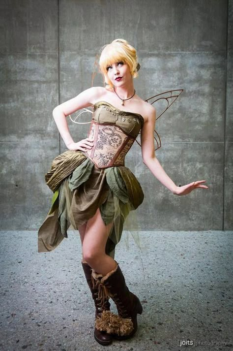 Steampunk Tinkerbell  Cosplayer: Maid of Might Cosplay  Photographer: Joits Steampunk Disney Princesses, Tinkerbell Cosplay, Tinkerbell Costume, Steampunk Fairy, Pirate Fairy, Princess Cosplay, Steampunk Cosplay, Disney Cosplay, Steampunk Costume