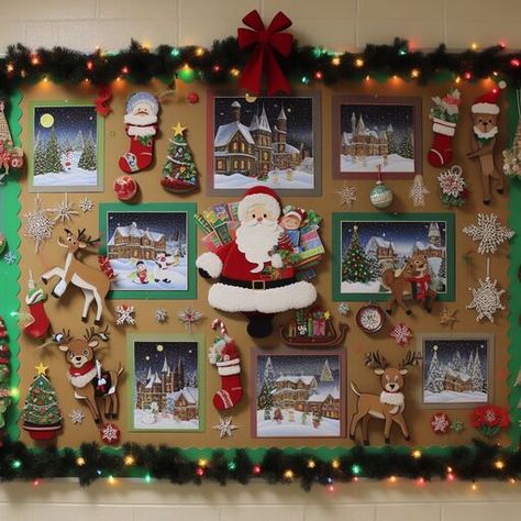 Board decoration idea Notice Board Decoration For Christmas, Christmas Decor Ideas Bulletin Board, Christmas Board Decoration Ideas For School Aesthetic, Christmas Notice Board Ideas, Christmas Board Ideas, Christmas Board Decoration, Notice Board Decoration, Soft Board Decoration, Classroom Christmas Activities