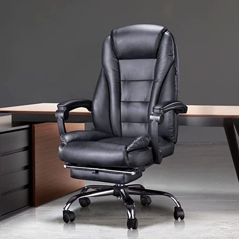 Amazon.com: Hbada Ergonomic Desk Chair Executive Office Chair PU Leather Swivel Desk Chairs,Adjustable Height High-Back Reclining Chair with Padded Armrest and Footrest, Black : Office Products Upholstered Office Chair, Reclining Office Chair, Kneeling Chair, Swivel Desk, Boss Chair, Ergonomic Desk Chair, Executive Office Chair, Swivel Chair Desk, Best Office Chair