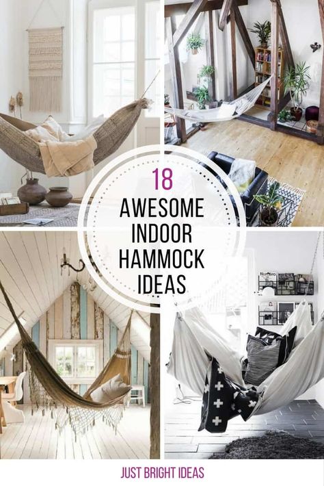 Indoor Hammock Ideas, Homemade Hammock, Hammocks Inside, Indoor Hammock Bed, Hammock Ideas, Hammock In Bedroom, Indoor Hammock Chair, Diy Hammock, Hammock Stands