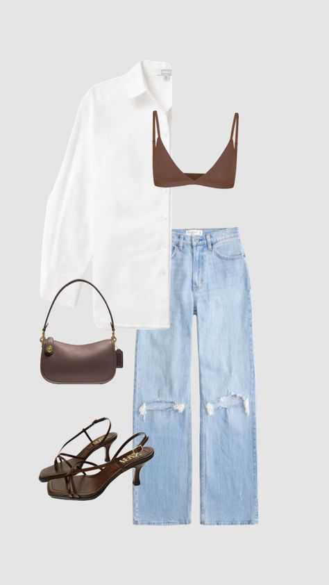 skims bra top, abercrombie jeans, brown heel, mocha girl outfit ideas, brown outfit ideas, summer wardrobe capsule, coach shoulder bag, coach purse, coach, zara heels, zara shoes, zara, skims, summer 2024 outfit ideas, summer outfit ideas, spring outfit ideas, ootn, ootd, spring 2024 outfit ideas 
#mochaoutfit #basicsummerfit #outfitinspoaesthetic #ootd #ootn #summeroutfitinspo Mocha Outfit, Summer Wardrobe Capsule, Outfit Ideas Brown, Brown Outfit Ideas, Mocha Girls, Shoulder Tops Outfit, Girl Outfit Ideas, Outfit Ideas Spring, Shoulder Bag Coach