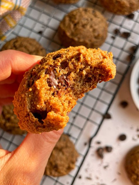 Chocolate Chip Applesauce Cookies (No Sugar) - Bake It Paleo Chocolate Chip Cookies With Applesauce, Cookies With Applesauce, Paleo Cookies Easy, Pumpkin Cookies Healthy, Applesauce Cookies, Low Sugar Desserts, Breakfast Cookies Healthy, Dairy Free Cookies, Paleo Cookies