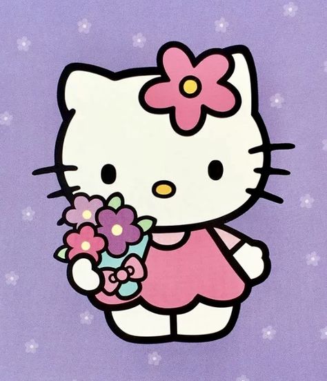 Hello Kitty Holding Flowers, Hello Kitty With Flowers, Hello Kitty Flowers, Snail Tattoo, Italy Tattoo, Cute Homecoming Proposals, Parking Spot Painting, Hello Kitty Imagenes, Hello Kitty Gifts