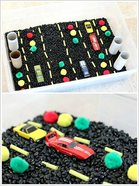 Sensory Play for Kids: Car-Themed Sensory Bin 3k Curriculum, Transportation Theme Preschool Crafts, Sensory Bin For Toddlers, Preschool Transportation, Transportation Theme Preschool, Transportation Unit, Sensory Tubs, Transportation Activities, Crafts For Preschoolers