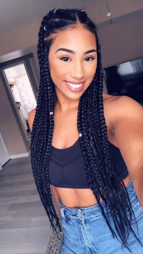 Box braids. Biracial mixed woman. Natural makeup look Braided Hairstyles Mixed Women, Box Braids Latina Hair, Mixed Women Braids, Braided Hairstyles Puertorican, Hispanics With Braids, Biracial Box Braids, Box Braids For Mixed Women, Biracial Braided Hairstyles, Braid Hairstyles For Mixed Women