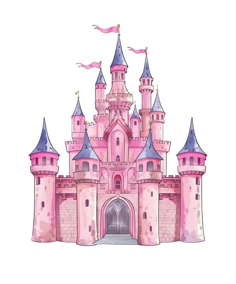 Disney Castle Drawing, Princess Mural, Cartoon Spaceship, Disney Princess Birthday Cakes, Diy Cake Topper Birthday, Disneyland Princess, Castle Drawing, 3d Cake Toppers, Happy Birthday Printable