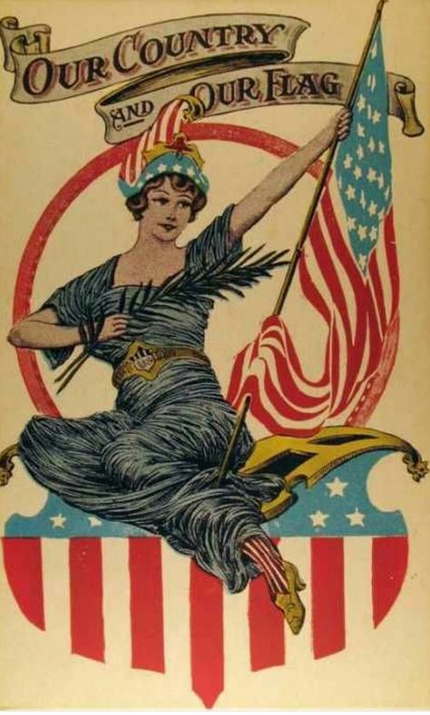 Patriotic Sayings, Patriotic Images, Independance Day, I Love America, The American Flag, Lady Liberty, Vintage Americana, Patriotic Holidays, Old Postcards