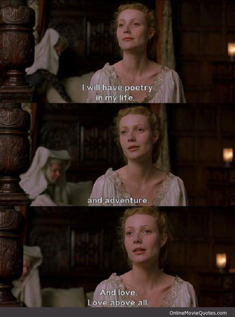 1998 Shakespeare in Love  Gwyneth Paltrow Shakespeare In Love, Ingmar Bergman, Favorite Movie Quotes, Romantic Movie Quotes, Movie Lines, Film Quotes, Super Quotes, Tv Quotes, Love Movie