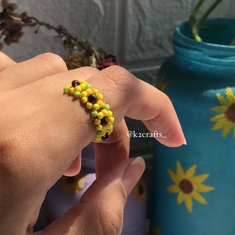 Stunning sunflower beaded ring! Handcrafted to bring warmth and happiness to your outfit! • Beaded • handmade • Price: 200/- • Dm to place Order #beadedrings #handmaderings #handmadejewelry #beadedjewelry #flowerjewellery #sunflowerring #sunflowerjewelry Sunflower Ring, Sunflower Jewelry, Beaded Ring, Jewellery Shop, Handmade Rings, Your Outfit, Beaded Rings, Handmade Jewellery, Flower Jewellery