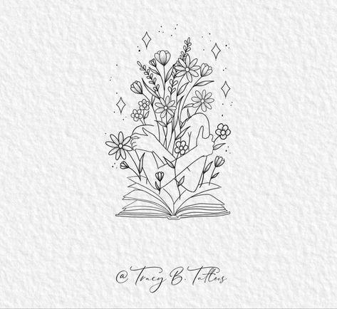 Woman With Book Tattoo, Unique Minimalist Tattoo Self Love, Books And Flowers Tattoo Design, Book Readers Tattoos, Tattoos About Rising Up, Birthflower November Drawing, Realism Book Tattoo, Woman Book Tattoo, Fine Line Tattoo Bookish