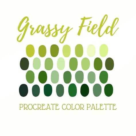 Procreate Color Palette Grassy Field - Etsy Australia Green Monochromatic, Indoor Park, Procreate Color Palette, Colors Inspiration, Hex Color Palette, Free Procreate, Grassy Field, Palette Design, Color Schemes Colour Palettes