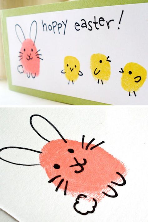 Bunny and Chick Fingerprints Easter Craft for Kids Diy Easter Crafts For Kids, Diy Easter Crafts, Easter Craft Projects, Easter Crafts For Toddlers, Easy Easter Crafts, Daycare Crafts, Easter Craft, Easter Art, Easter Crafts Diy