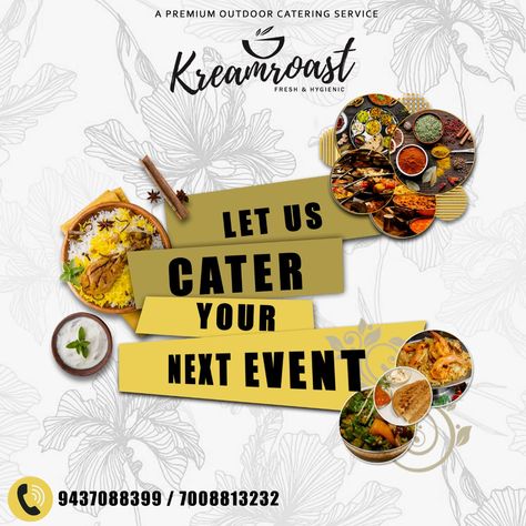 Catering Campaign, Catering Creative Ads, Catering Marketing Ideas, Catering Poster, Catering Poster Design, Catering Content Ideas, Food Marketing Ideas, Food Ads Creative Marketing, Catering Advertising Ideas