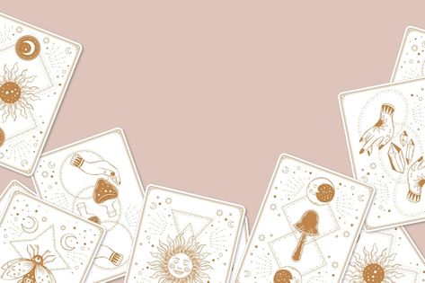 Hand drawn tarot cards background Free V... | Free Vector Tarot Cards Background, Cards Background, Crow Silhouette, Sun And Moon Tarot, Magic Background, Mystic Symbols, Tarot Horoscope, Background Tile, Linear Art