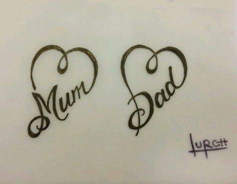 Mum dad tattoo                                                                                                                                                                                 Mehr Mum And Dad Tattoos, Small Feminine Tattoos, Tattoos For Dad Memorial, Mom Dad Tattoo Designs, Mum Tattoo, Geniale Tattoos, Dad Tattoos, Heart Tattoo Designs, Memorial Tattoos