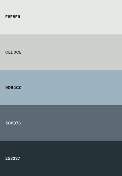 Calming grey and blue color palette Blue Gray Palette Colour Schemes, Blueish Gray Color Palette, Dark Grey Light Blue Color Schemes, Blue Gray Pallete Color, Light Grey And Blue Color Palette, Blue White And Grey Color Palette, Bluish Grey Color Palette, Light Blue And Silver Color Palette, Slate Blue And Grey Color Palette