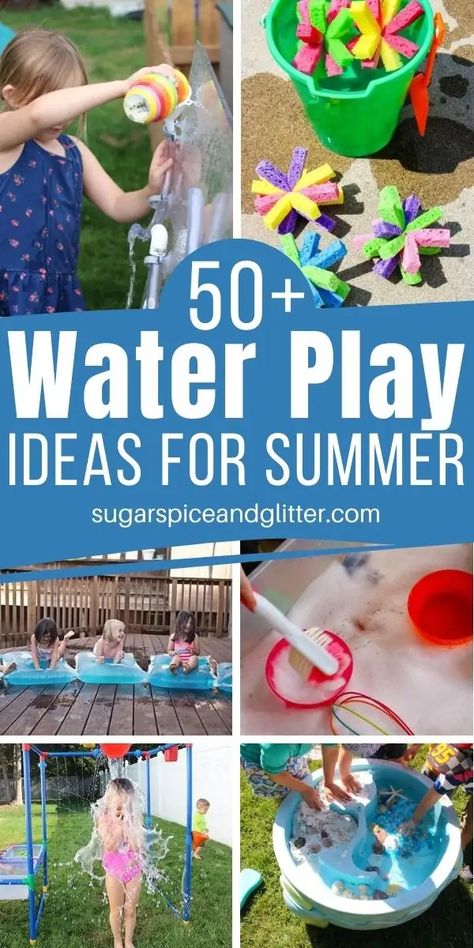 Over 50 Ways to Make a Splash this summer! Cool off with these fun water play ideas for kids - great for sensory play, getting outside and being active. From DIY ideas for kids to unique water toys the kids will love Water Play Ideas, Water Birthday Parties, Bff Sleepover, Play Ideas For Kids, Water Play Activities, Water Play For Kids, Water Birthday, Fun Activities For Toddlers, Summer Fun For Kids