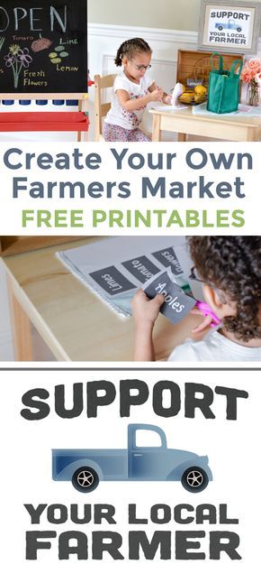 Make your own farmers market for kids! Easy farmers market dramatic play center for young kids and preschoolers. Use your imagination and build your own market with these free printables! Farmers Market Dramatic Play, Market Dramatic Play, Kids Play Centre, Market Crafts, Dramatic Play Themes, Farmers Market Display, Play Stations, Dramatic Play Center, Dramatic Play Printables