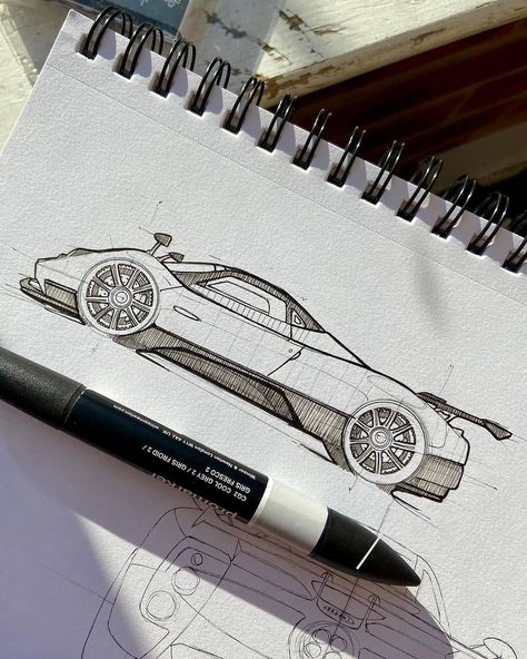 Pagani Drawing, Concept Car Design Sketches, Cars Drawing, Car Drawing, Bike Drawing, Pagani Zonda, Drawing Wallpaper, Cool Car Drawings, Car Design Sketch