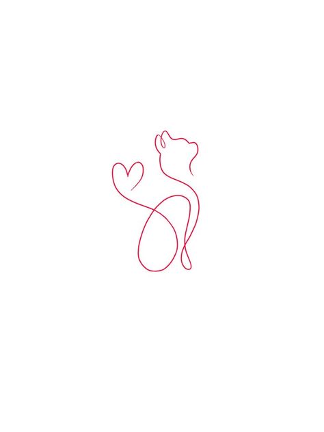 Minimalistic Tatoos Ideas, Cute Cat Tattoos, Minimal Cat Tattoo, Tattoos Outline, Book Magnets, Cat Silhouette Tattoos, Mutterschaft Tattoos, Minimalist Cat Tattoo, Positivity Tattoo