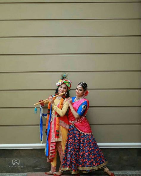 Radha Krishna Costume, Radha Photoshoot, Narayan Laxmi, Krishna Photoshoot, Bharatnatyam Poses, Janmashtami Photos, Krishna Jayanthi, Radha Kishan, Pre Shoot