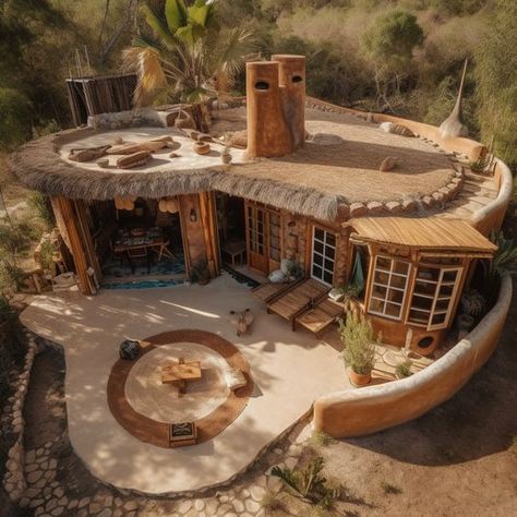 Cob Houses Exterior, Cob And Wood House, Cob House Living Room, Cobb Houses Exterior, Cob Homes Exterior, Mud House Exterior, Cob House Plans Layout, Earthship Home Exterior, Cob Sauna