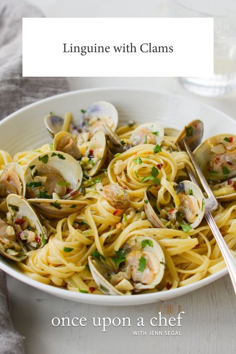 Linguine with Clams Clams And Shrimp Pasta, Muscles And Linguine, Shrimp And Clam Linguine, Clams With Linguine, Shrimp And Clams Recipes, Linguine And Clams White, Clam And Linguine Recipes, Clams Linguini Recipe, Linguine Vongole Recipe